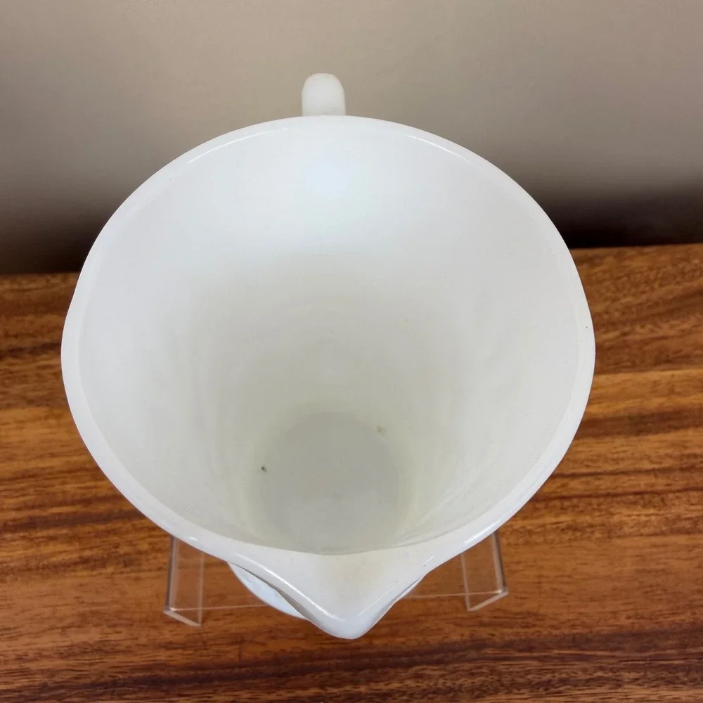 Anchor Hocking Milk Glass Pitcher Pineapple Pattern White Vtg Mid Century 6in